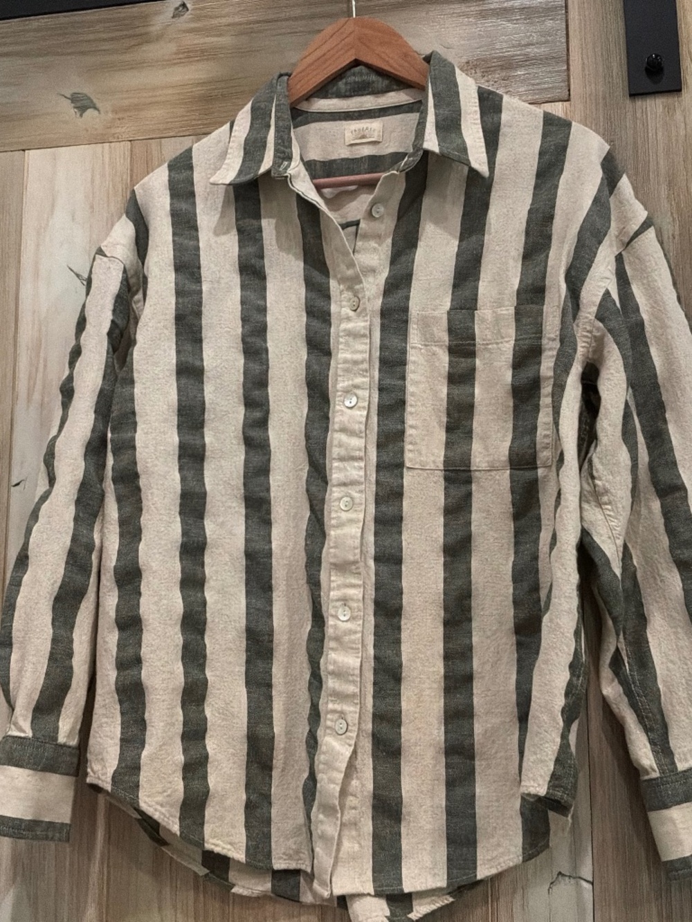 Faherty Cotton/Linen button up women’s shirt in Pine Bay Stripe